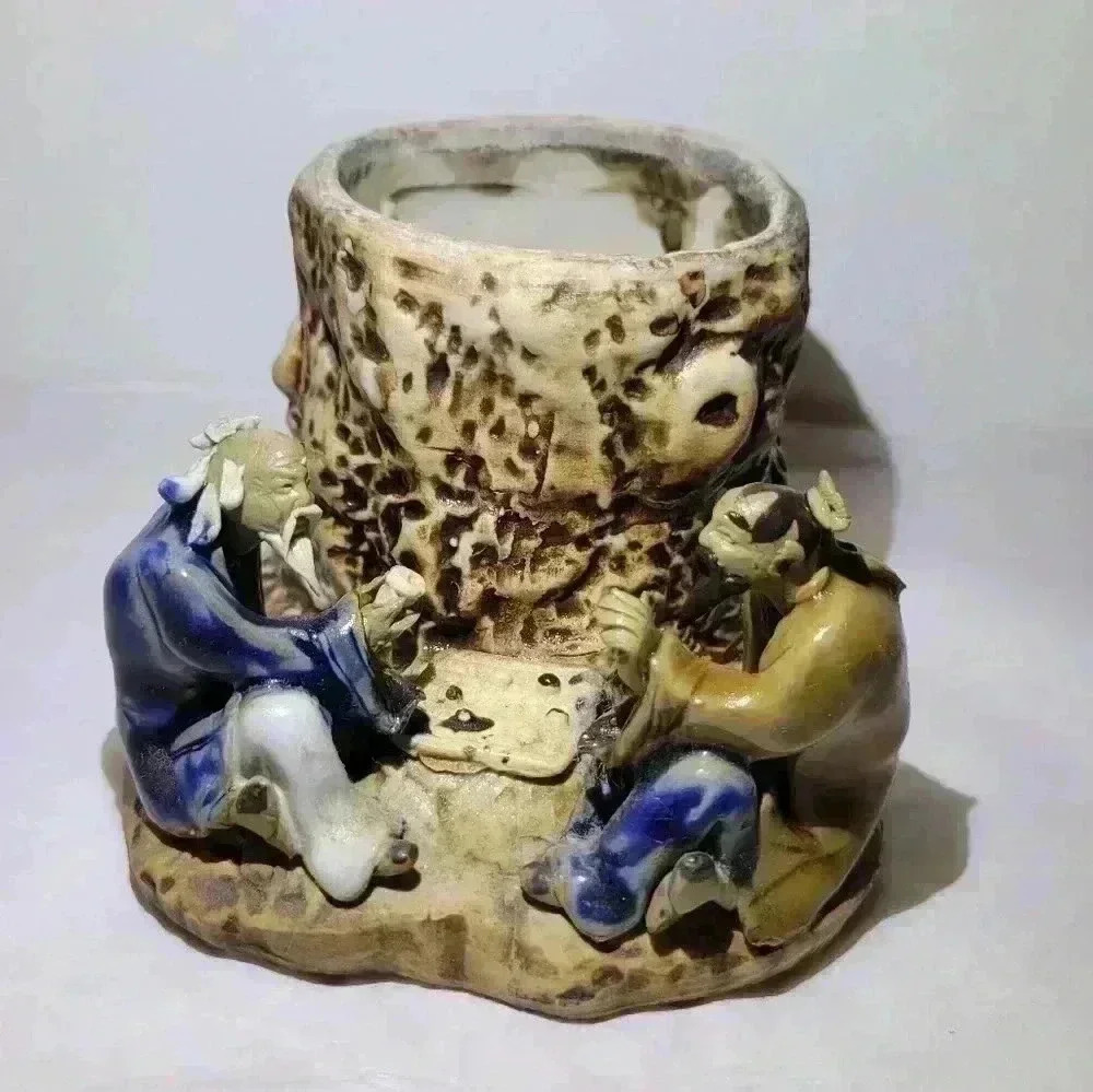 COPY - VTG Rare Piece Asian Oriental Candle Holder/Planter Men's Talking Nice D…